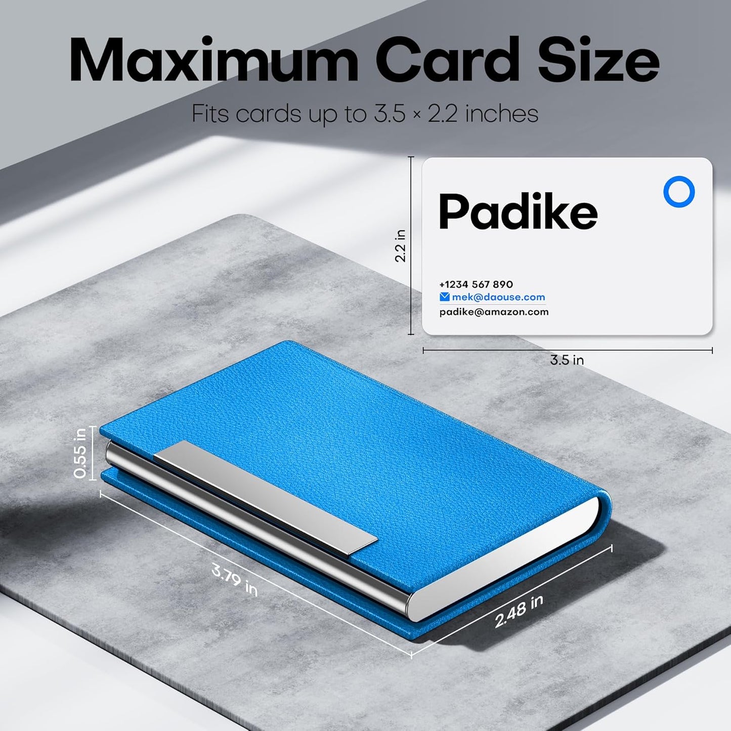 Padike Business Card Holder/ Case Professional PU Leather & Stainless Steel Multi Wallet Credit Card ID Case/Holder for Men & Women. (Black)