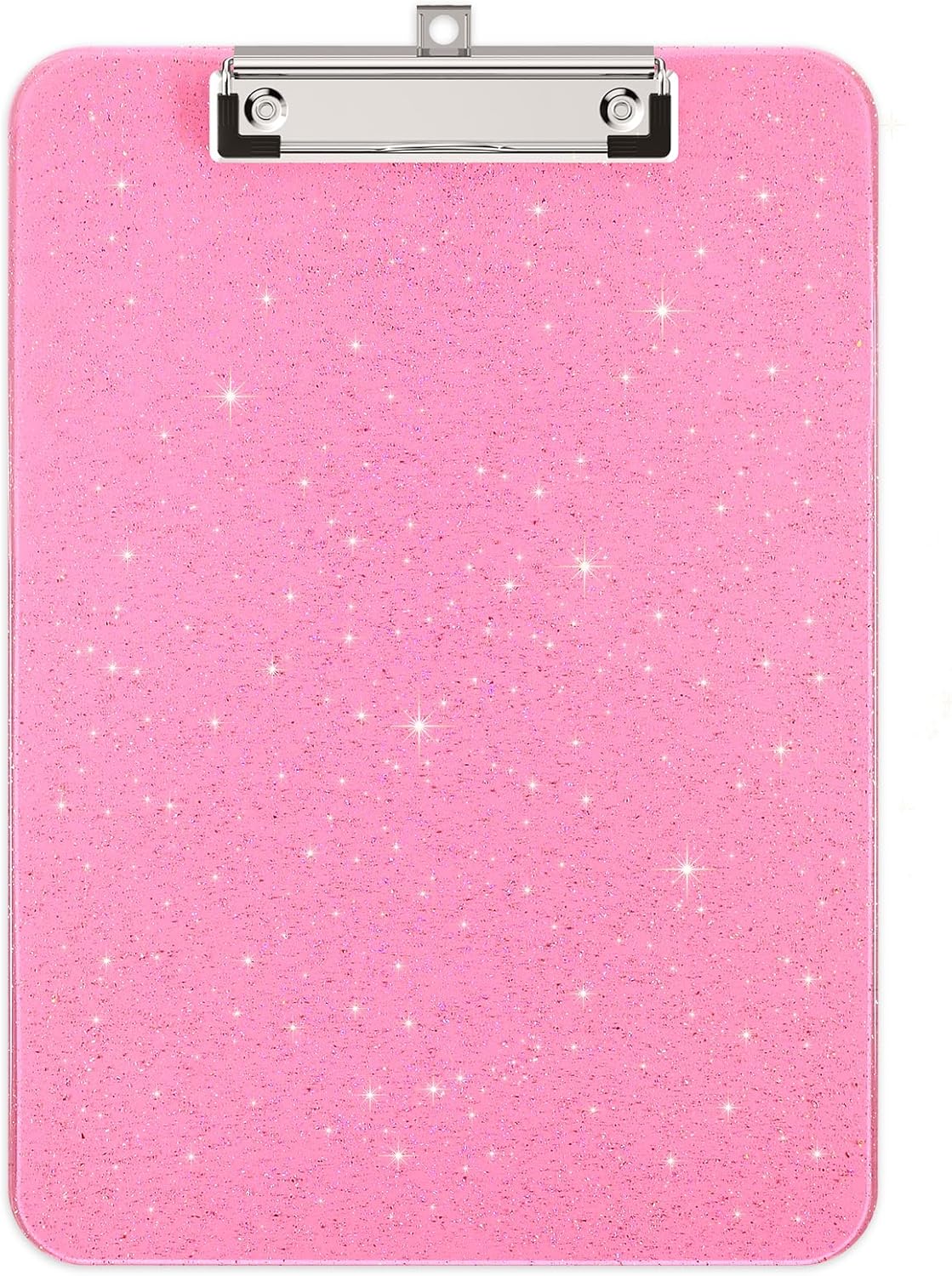 A4 Plastic Glitter Clipboard, Sparkly Pink 12.5 x 9 Letter Size for Classroom, Students, Teacher, Nurse, 8.5 x 11 Clip Board with Low Profile Clip, Office & School Supplies