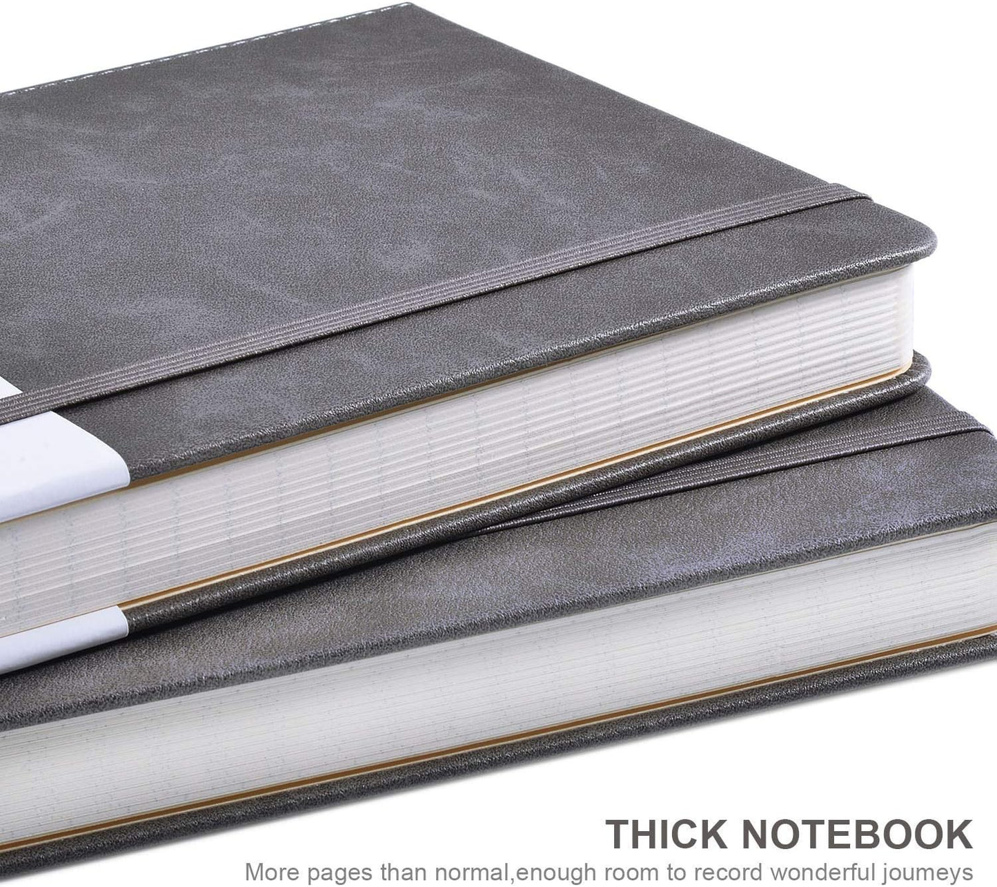 Lemome Thick Classic Notebook with Pen Loop A5 College Ruled Hardcover Writing Notebook with Pocket + Page Dividers Gifts, Banded, Large, 180 Pages, 8.4 x 5.7 in