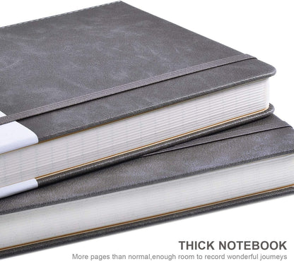 Lemome Thick Classic Notebook with Pen Loop A5 College Ruled Hardcover Writing Notebook with Pocket + Page Dividers Gifts, Banded, Large, 180 Pages, 8.4 x 5.7 in