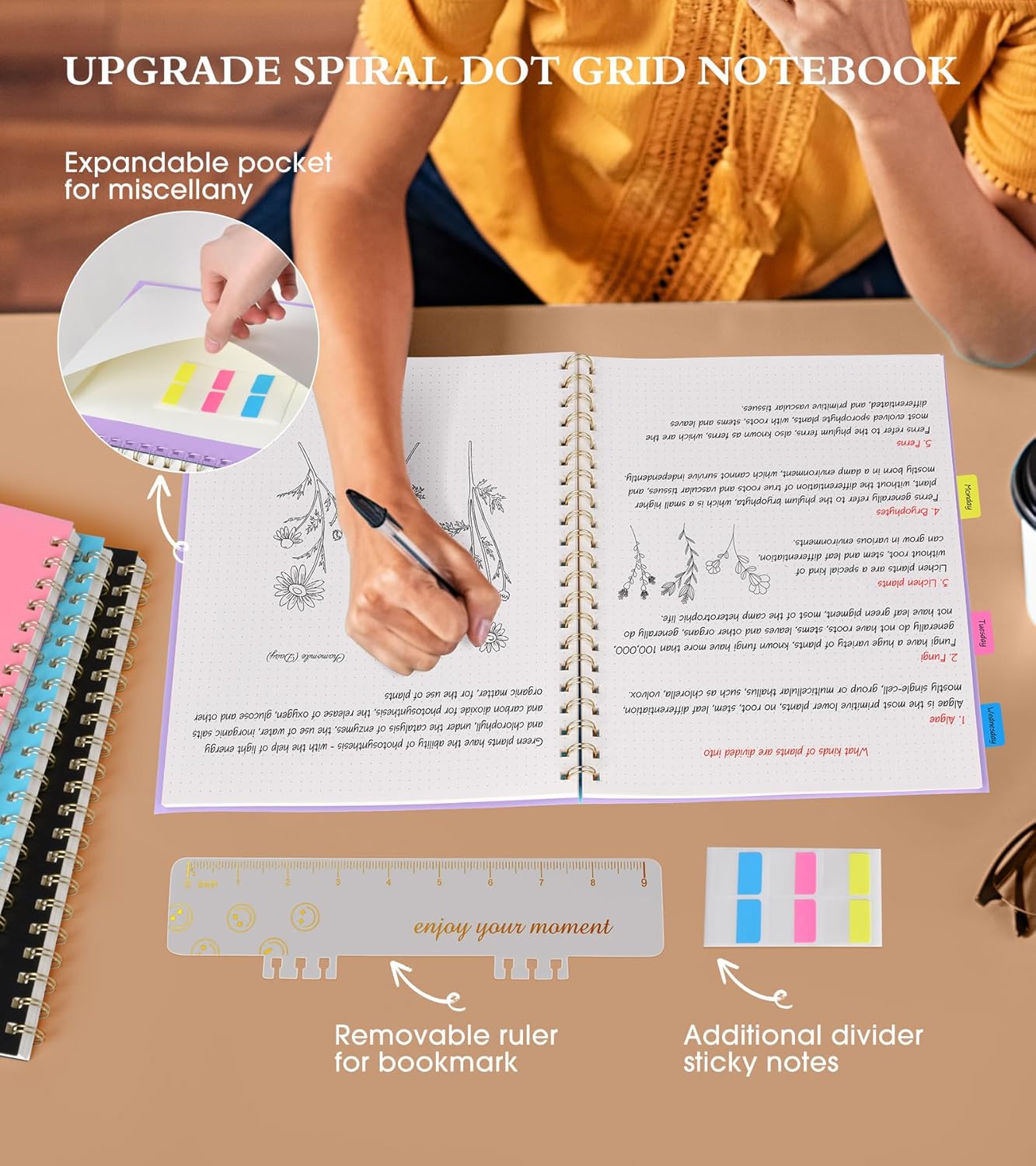 Spiral Notebook Journal 8.5” x 11”, A4 Large Pink Notebooks for Women Men, College Ruled Lined Journal, 100 GSM Paper, Plastic Hardcover Spiral Bound Journals for Work School Note Taking Business