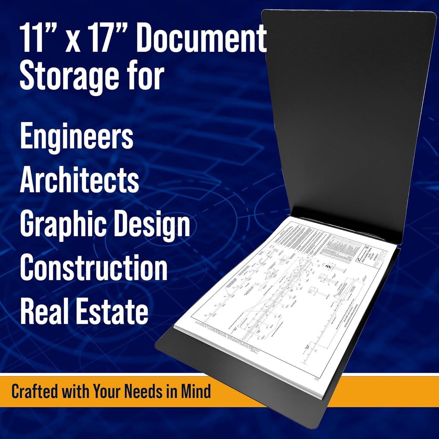 11x17 Report Cover Pressboard Binder Poly Panels Includes Fold-Over Metal Fasteners Blue Package of 6