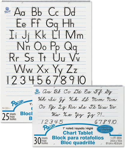 Pacon 74710 Chart Tablets w/Manuscript Cover, Ruled, 24 x 32, White, 25 Sheets