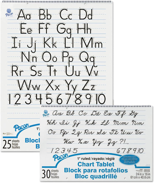 Pacon 74710 Chart Tablets w/Manuscript Cover, Ruled, 24 x 32, White, 25 Sheets