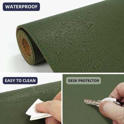 Large Desk Mat 47.2" x 17" Leather Desk Pad Protector with Natural Cork & PU Leather, Non-Slip Office Desk Mat, Large Mouse Pad, Waterproof Desk Blotter pad for Office&Home(Black)
