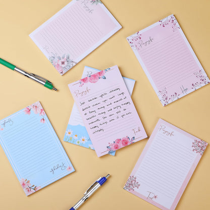 Mr. Pen- Floral Lined Sticky Notes, 4" x 6", 6 Pads, 60 Sheets/Pad, Large Aesthetic Sticky Notes with Lines, Ruled Post Stickies, Memo Pads, Self-Stick Note Pad for Office, School, Home, Study
