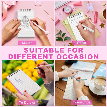Tenceur 2 Pcs Pocket Notebook Bulk Small 3x5 Inch Spiral Notepads Mini Top Bound Notebook with Lined 120 Pages Ruled Memo Pads for Office College Nurse Essentials Back to School Gift (Black)