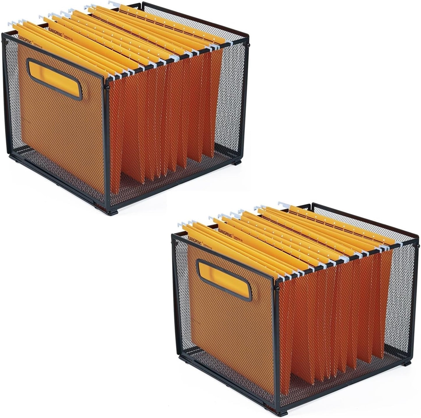 SETTFRFE Letter Size Hanging Folder Organizer,Metal Mesh Hanging File Folder Box,Office File Baskets,Black