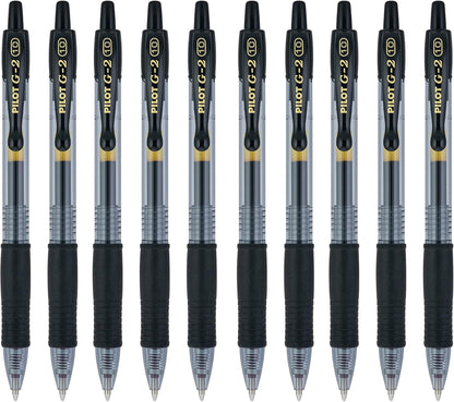 Pilot G2 Retractable Gel Ink Roller Ball Pens, Bold Point Black 10-PACK(31237)