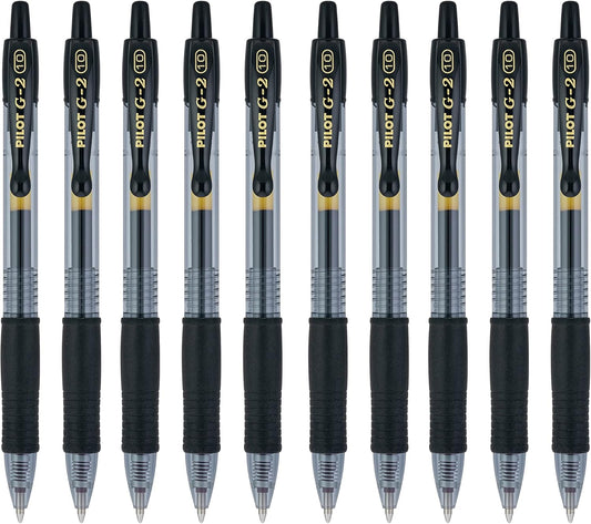 Pilot G2 Retractable Gel Ink Roller Ball Pens, Bold Point Black 10-PACK(31237)