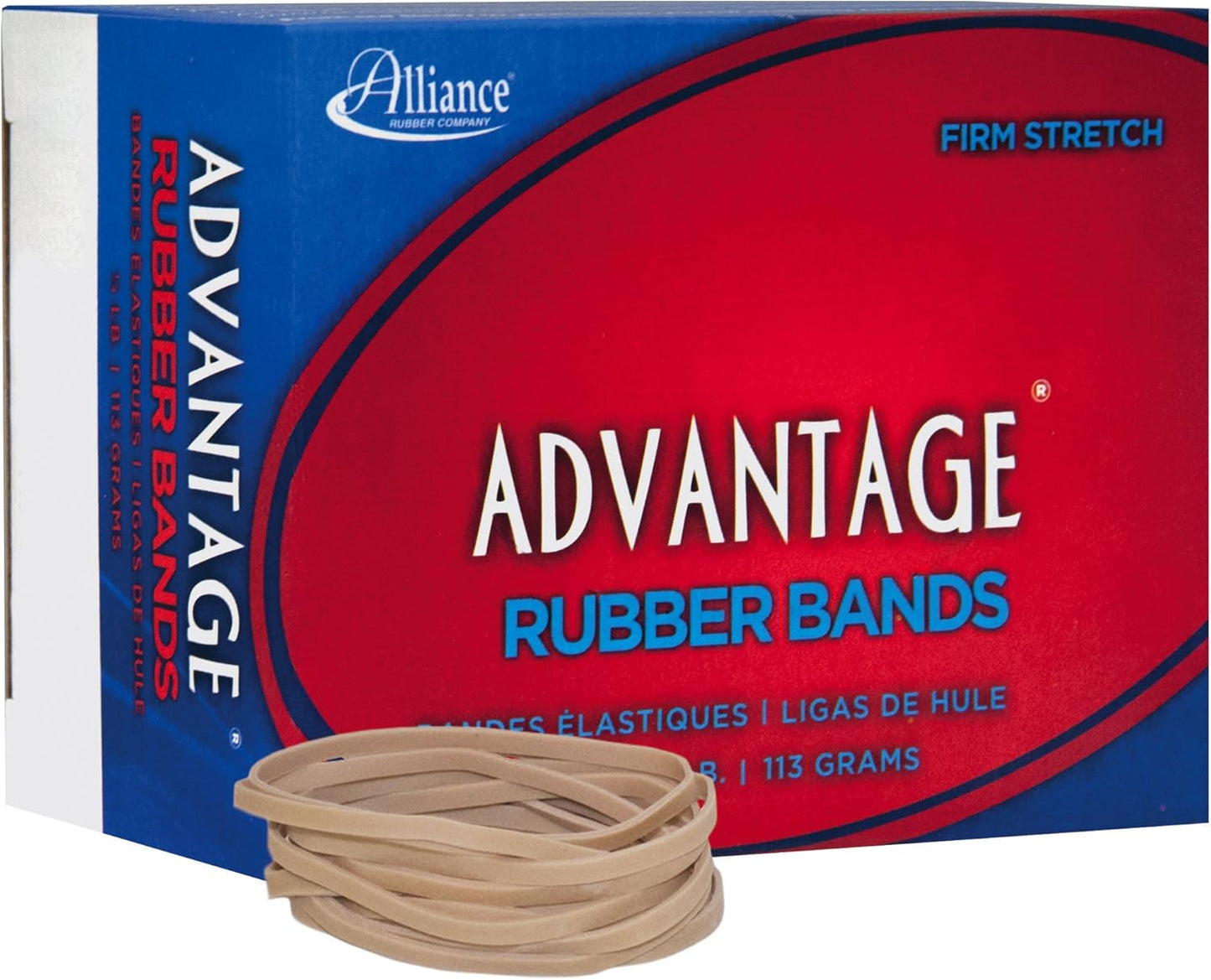 Alliance Rubber 26649 Advantage Rubber Bands Size #64, 1/4 lb Box Contains Approx. 80 Bands (3 1/2" x 1/4", Natural Crepe) Beige