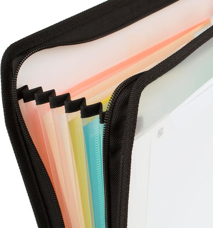 Five Star Expanding File Organizer + Study App, 7-Pocket Accordian File Organizer, Zipper Closure, Holds 8-1/2" x 11" Paper, Prom Pink (350099R)