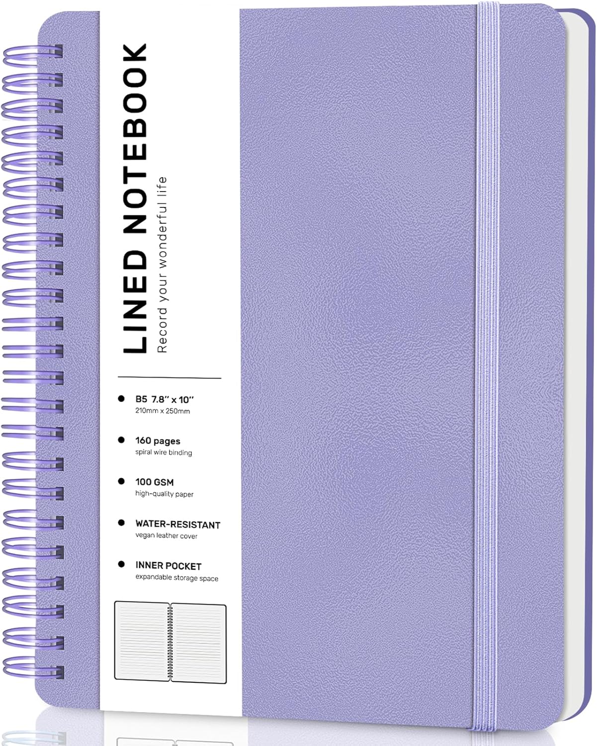 ABERLLS Lined Spiral Journal Notebook with 160 Pages, 8×5.7in, A5 Spiral Notebook, Journaling Notebooks for Work, School, Women, Men, College Ruled Spiral Notebook, Hardcover Leather Journals, Blue
