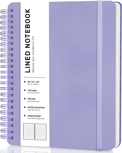 ABERLLS Lined Spiral Journal Notebook with 160 Pages, 8×5.7in, A5 Spiral Notebook, Journaling Notebooks for Work, School, Women, Men, College Ruled Spiral Notebook, Hardcover Leather Journals, Blue