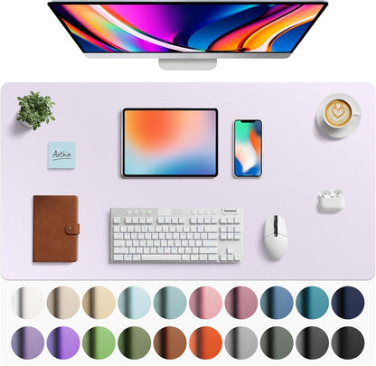Aothia Non-Slip Waterproof PU Leather Desk Pad Protector for Mouse, Writing Desk, Office, Home, Laptop Blotter, 23.6" x 13.7", Black - Colors B