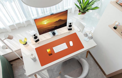 Large Desk Mat 47.2" x 17" Leather Desk Pad Protector with Natural Cork & PU Leather, Non-Slip Office Desk Mat, Large Mouse Pad, Waterproof Desk Blotter pad for Office&Home(Black)