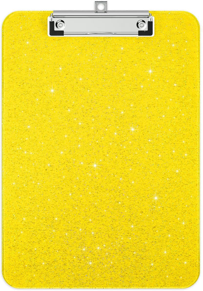 A4 Plastic Glitter Clipboard, Sparkly Pink 12.5 x 9 Letter Size for Classroom, Students, Teacher, Nurse, 8.5 x 11 Clip Board with Low Profile Clip, Office & School Supplies