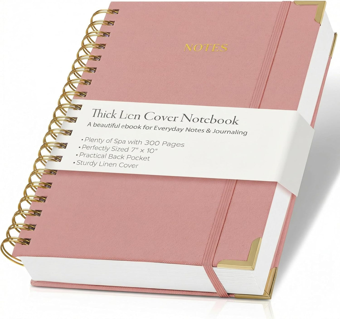 Aesthetic Thick Spiral Notebook Journal For Women in B5 Format - Modern Linen Hardcover College Ruled Note Book With 300 Lined Pages - Perfect For Writing And Staying Organized at Work or School