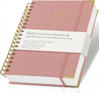 Aesthetic Thick Spiral Notebook Journal For Women in B5 Format - Modern Linen Hardcover College Ruled Note Book With 300 Lined Pages - Perfect For Writing And Staying Organized at Work or School
