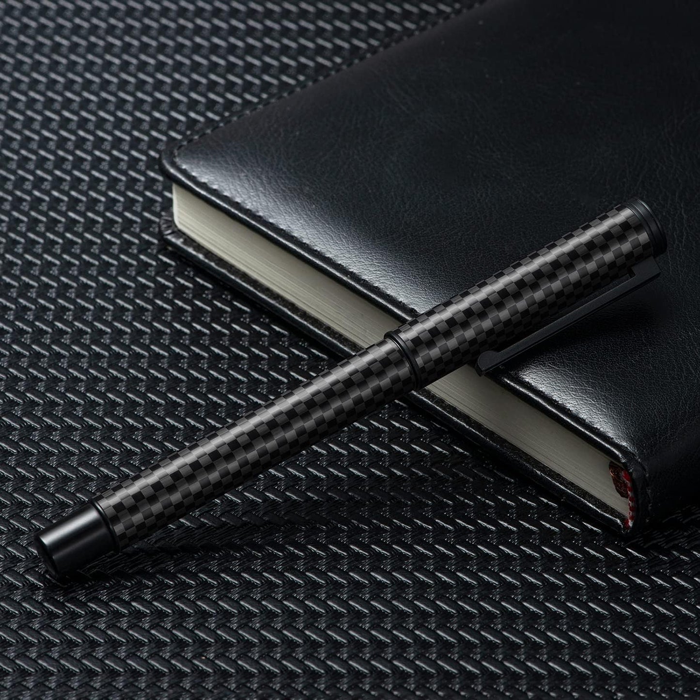 Hongdian Matte Black Forest Rollerball Pen with Schmidt Black Ink Refill, Classic Design with Metal Case for Business Signature
