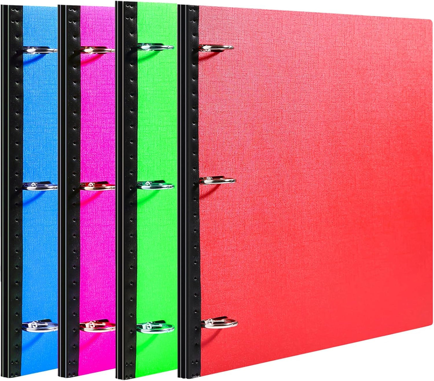 WOT I 1 Inch Telescoping 3 Ring Binder 4 Pack, Expandable Flexible Binder with Customizable Front Cover & Clear Catalog Pocket, Holds 225 Sheets, School Office Supplies, White