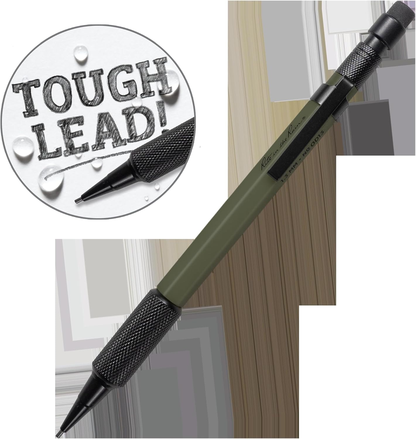 Rite in the Rain Weatherproof Mechanical Pencil, Orange Barrel, 1.3mm Black Lead (No. OR13)