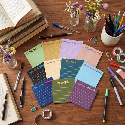 Yinder 48 Pcs Inspirational Sticky Notes Cute Motivational Sticky Notes Pad End of Year Employee Appreciation Gifts Bulk for Teacher Nurse Coworkers Office Supplies 3 x 3'' (Thank You,Dark Color)