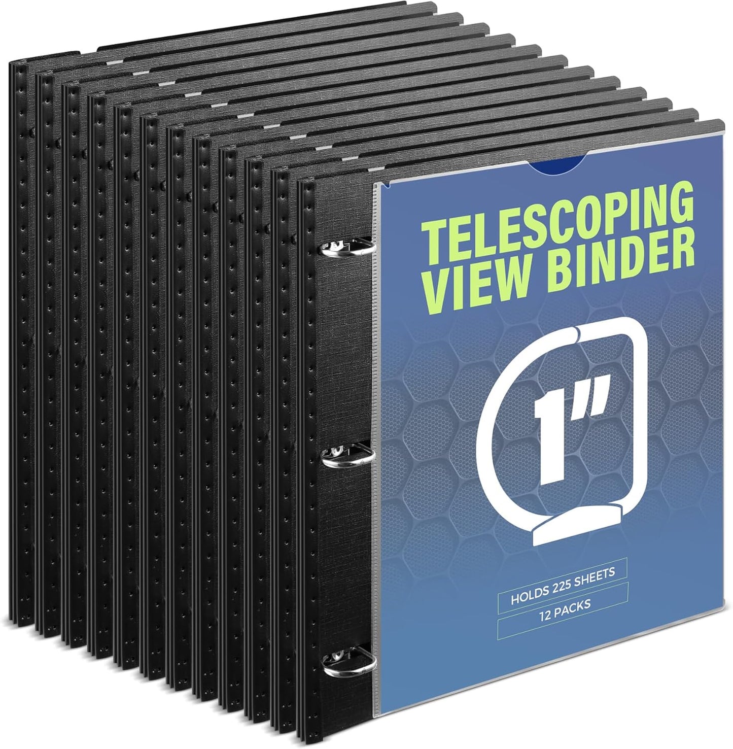 WOT I 1 Inch Telescoping 3 Ring Binder 4 Pack, Expandable Flexible Binder with Customizable Front Cover & Clear Catalog Pocket, Holds 225 Sheets, School Office Supplies, White