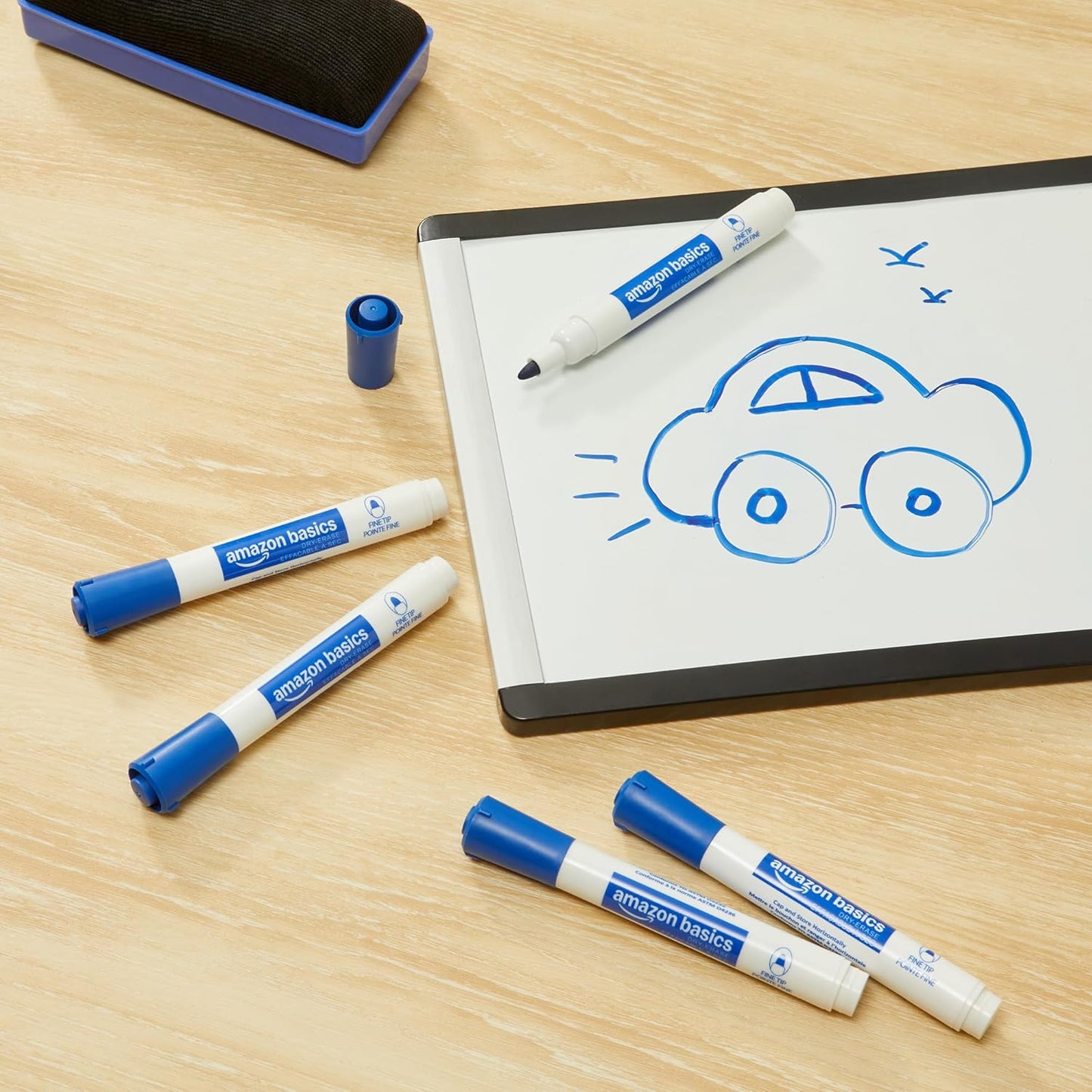 Amazon Basics Low-Odor Dry Erase Whiteboard Markers, Fine Tip, Quick-Dry, Black, 36-Pack