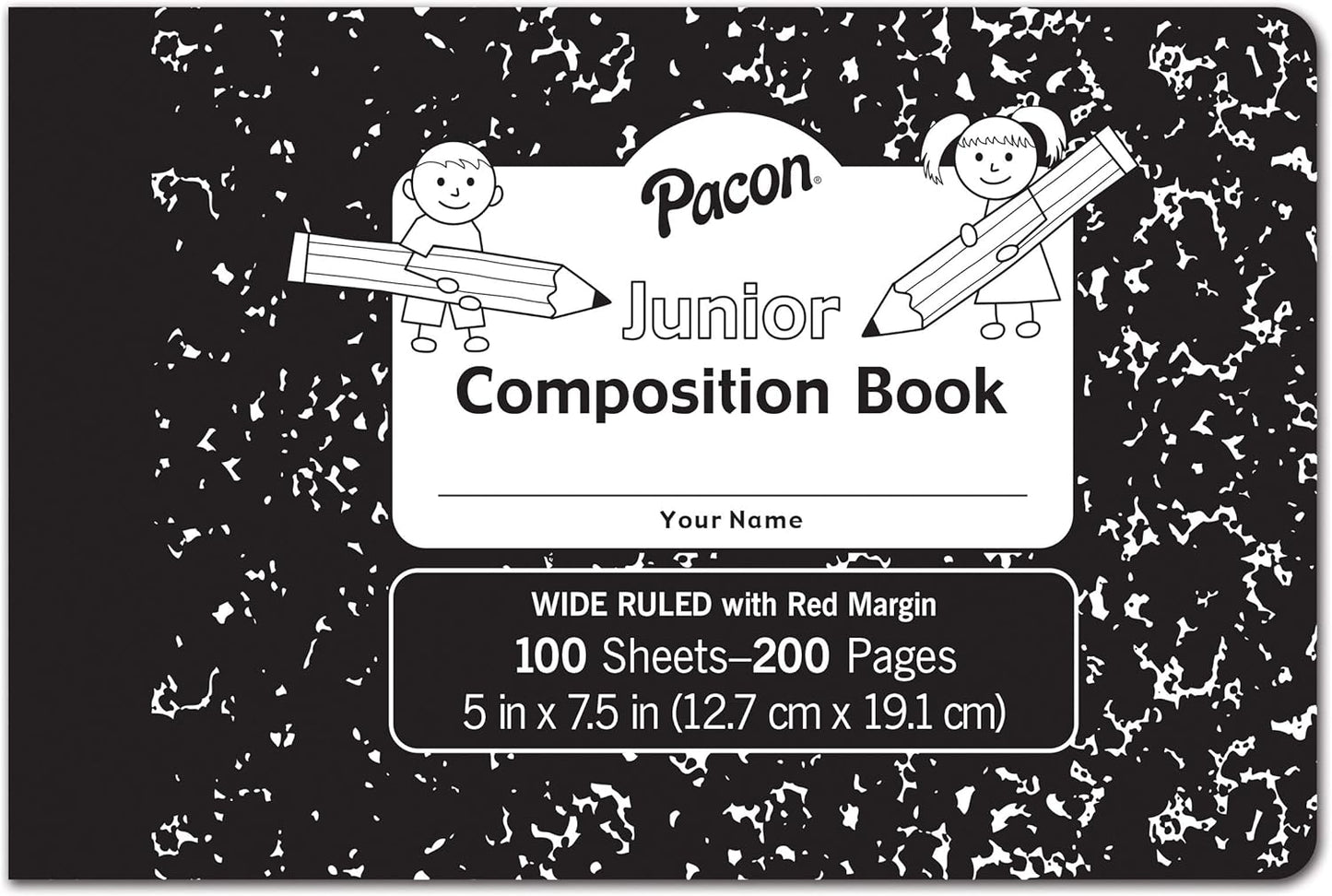 Pacon Junior Composition Book, 3/8" Ruled 5" x 7-1/2", 100 White Sheets , 6 Count