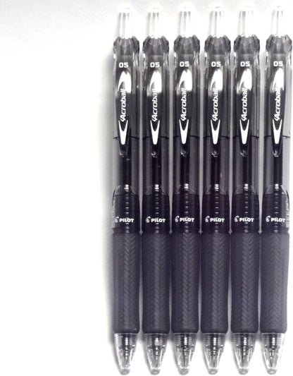 Pilot Acroball Knock Ballpoint Pen, 0.5mm Extra Fine, Black(BAB-15EF-BB), 6 pens per Pack (Japan Import) [Komainu-Dou Original Package]