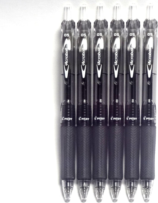 Pilot Acroball Knock Ballpoint Pen, 0.5mm Extra Fine, Black(BAB-15EF-BB), 6 pens per Pack (Japan Import) [Komainu-Dou Original Package]