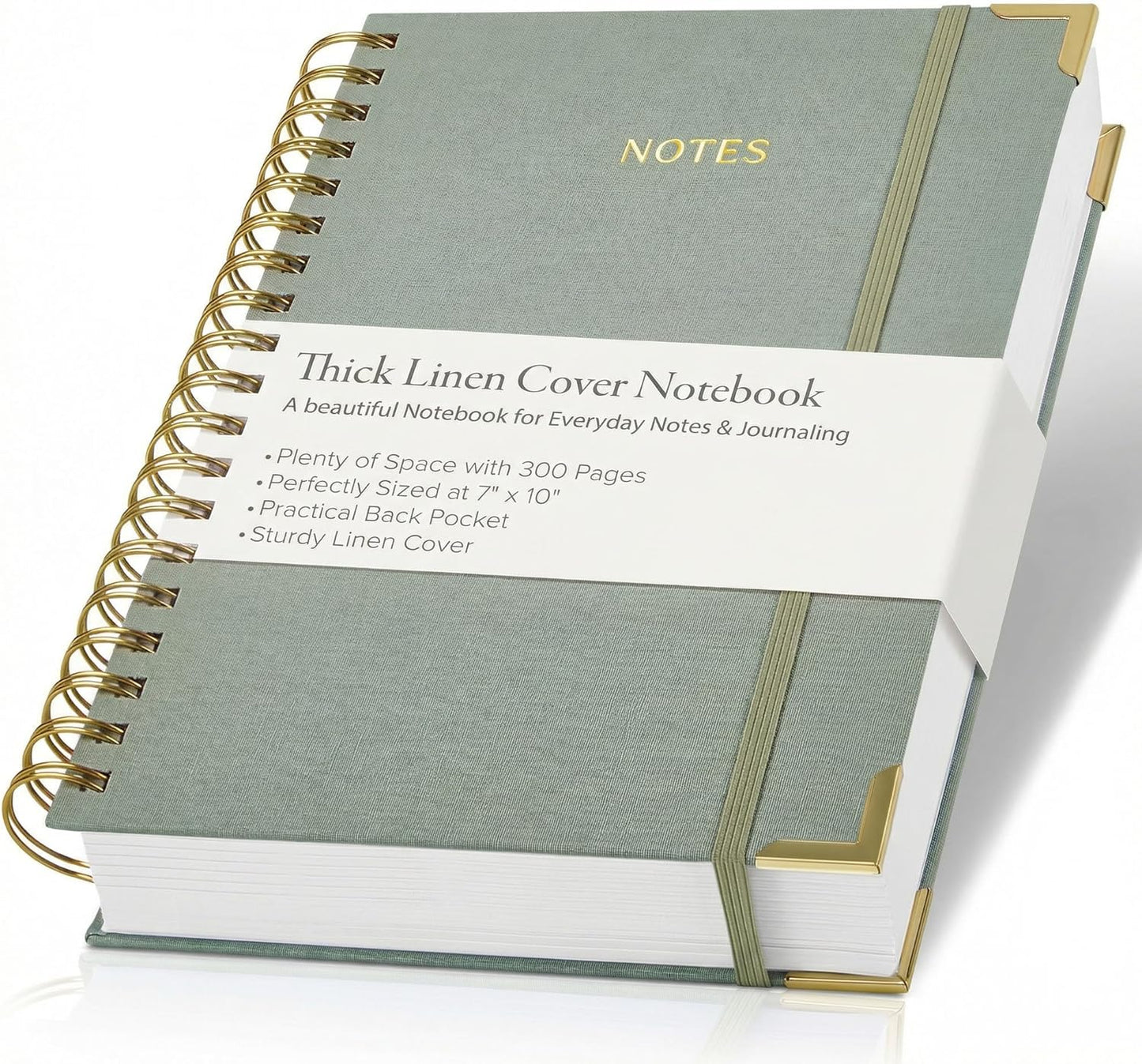 Aesthetic Thick Spiral Notebook Journal For Women in B5 Format - Modern Linen Hardcover College Ruled Note Book With 300 Lined Pages - Perfect For Writing And Staying Organized at Work or School