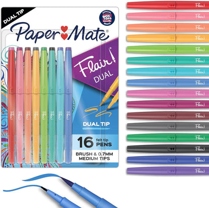 Paper Mate Flair Felt Tip Pens, Bold Tip (1.2 mm), 16 Count - Back to School, Teacher Supplies, Arts & Crafts