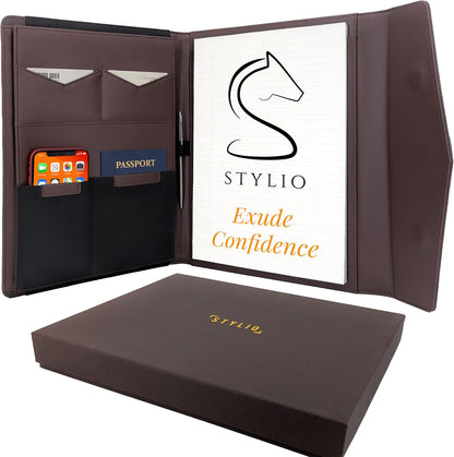 STYLIO Padfolio Folder with Removable Clipboard | Portfolio Organizer | Binder with Storage for Notebook, Notepad | Nursing Clipboard Folio, CNA Accessories for Work | Vegan Leather