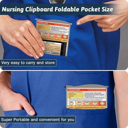 Nursing Clipboard Foldable Clipboard Medical: Edition Cheat Sheets Aluminum 3 Layers Foldable Clipboards Nursing Pocket Size Profile Clip Nurse Clipboards Notepad for Nurses Students and Doctors