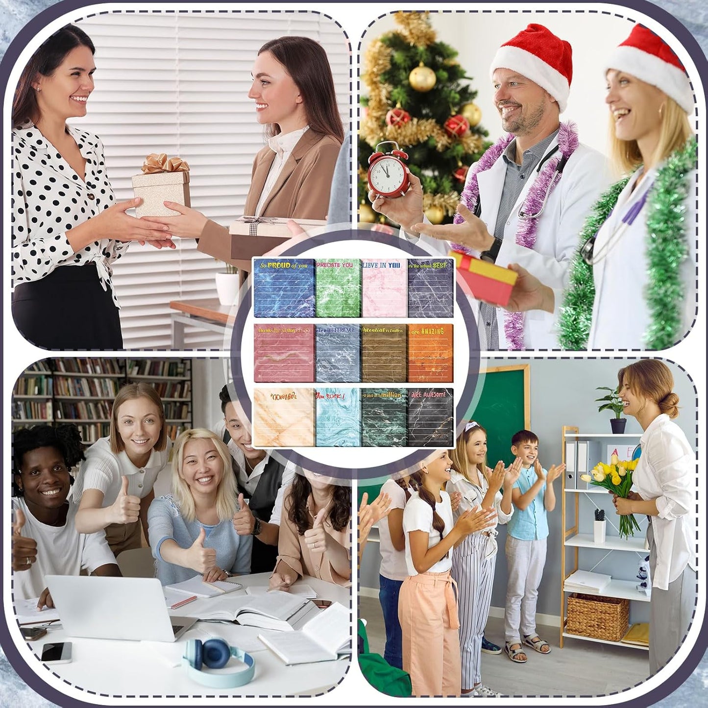Yinder 48 Pcs Inspirational Sticky Notes Cute Motivational Sticky Notes Pad End of Year Employee Appreciation Gifts Bulk for Teacher Nurse Coworkers Office Supplies 3 x 3'' (Thank You,Dark Color)