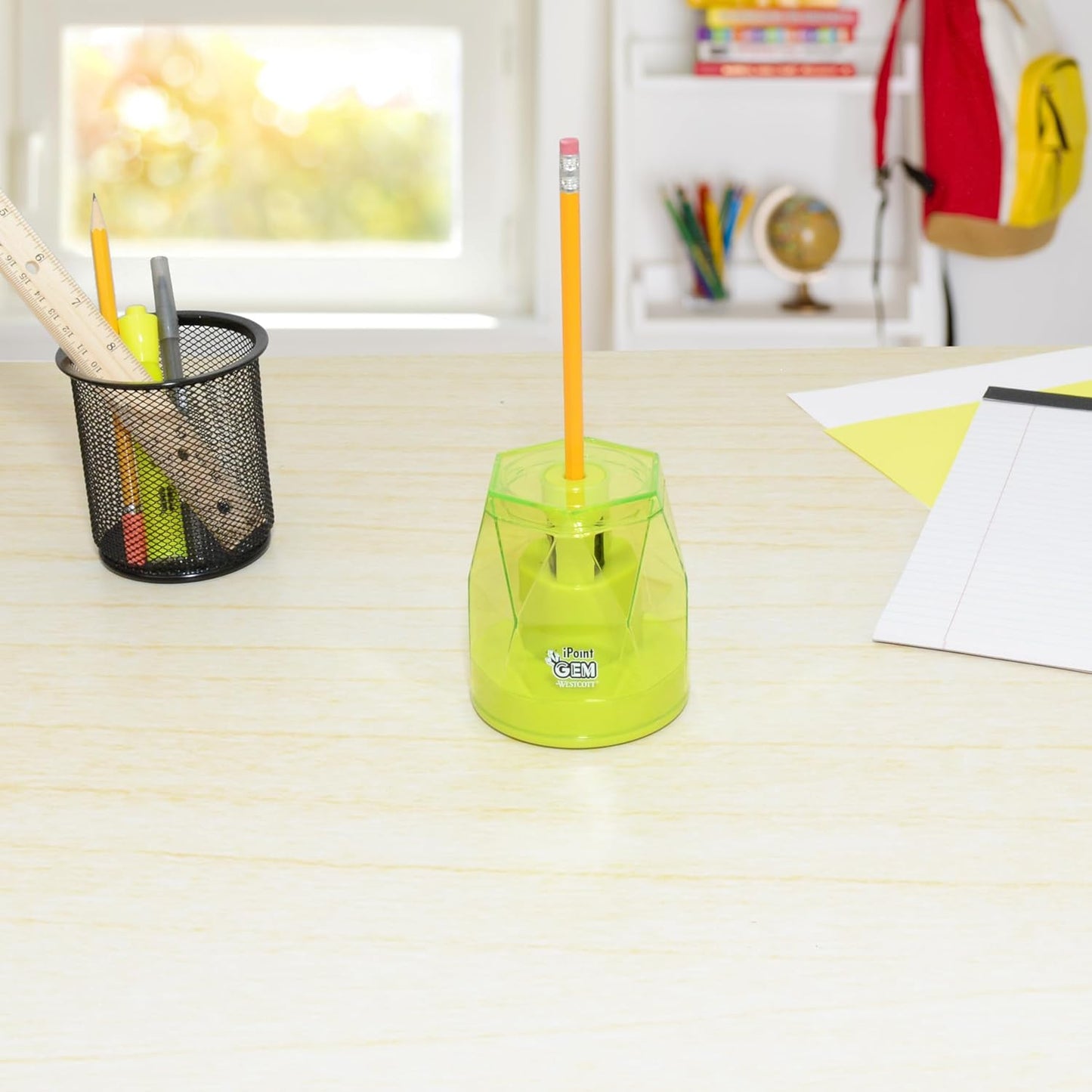 Westcott iPoint® GEM Battery Pencil Sharpener, Neon Green (00577)