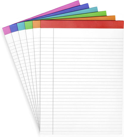 PAPERAGE Lined Legal Pads, (Rainbow), 6 Pack, 50 Sheets Each, Wide/Legal Ruled, Note Pads, Paper, 5 inches x 8 inches