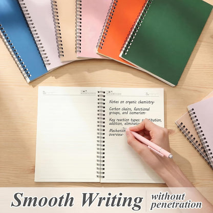 Leelosp 12 Pack Small Spiral Notebook Lined Spiral Journal College Ruled Notebook Wire Bound Kraft Cover, 120 Pages for Work (Multicolor,5.5 x 8.3 Inch)