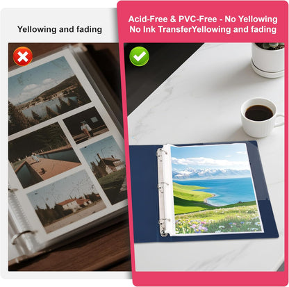 Sheet Protectors 50 Pack | Fits 8.5x11 Paper & 3-Ring Binders | Glare-Reducing Textured Surface with Reinforced Edges | Acid-Free Top-Loading for Home, School & Office