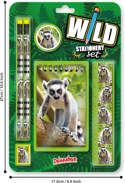 Deluxebase Wild Stationery Set - Dolphin from Animal Stationery Sets with 2 Pencils, Eraser, Pencil Sharpener, Ruler & Cute Notebook. Ideal Office Supplies, Desk Accessories & College Essentials.