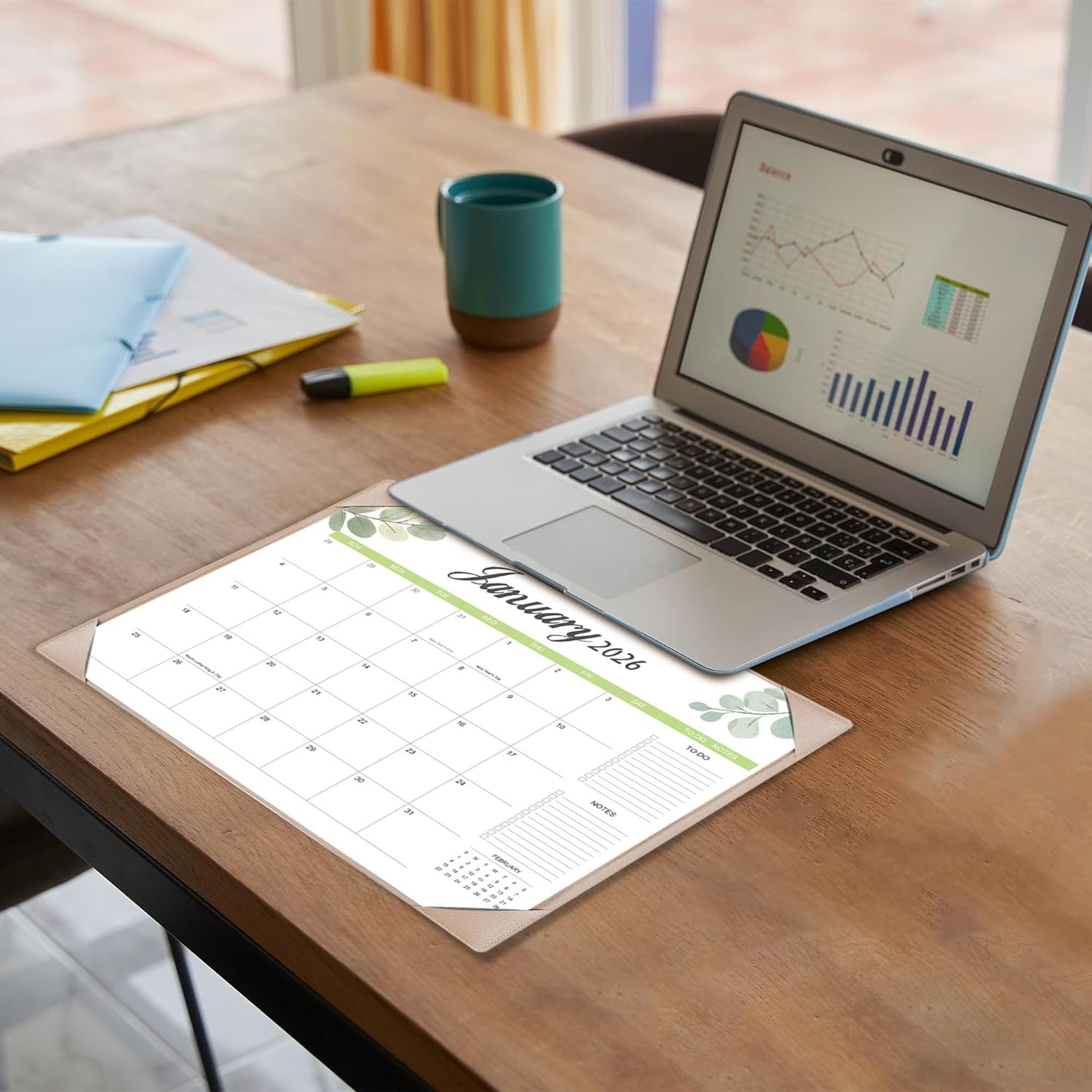 Desk Calendar 2026-2027 with Desk Mat – 22" x 17" Large Desk Pad Calendar Runs from January 2026 to June 2027, Office Supplies Desktop Monthly Calendar for Home & Office