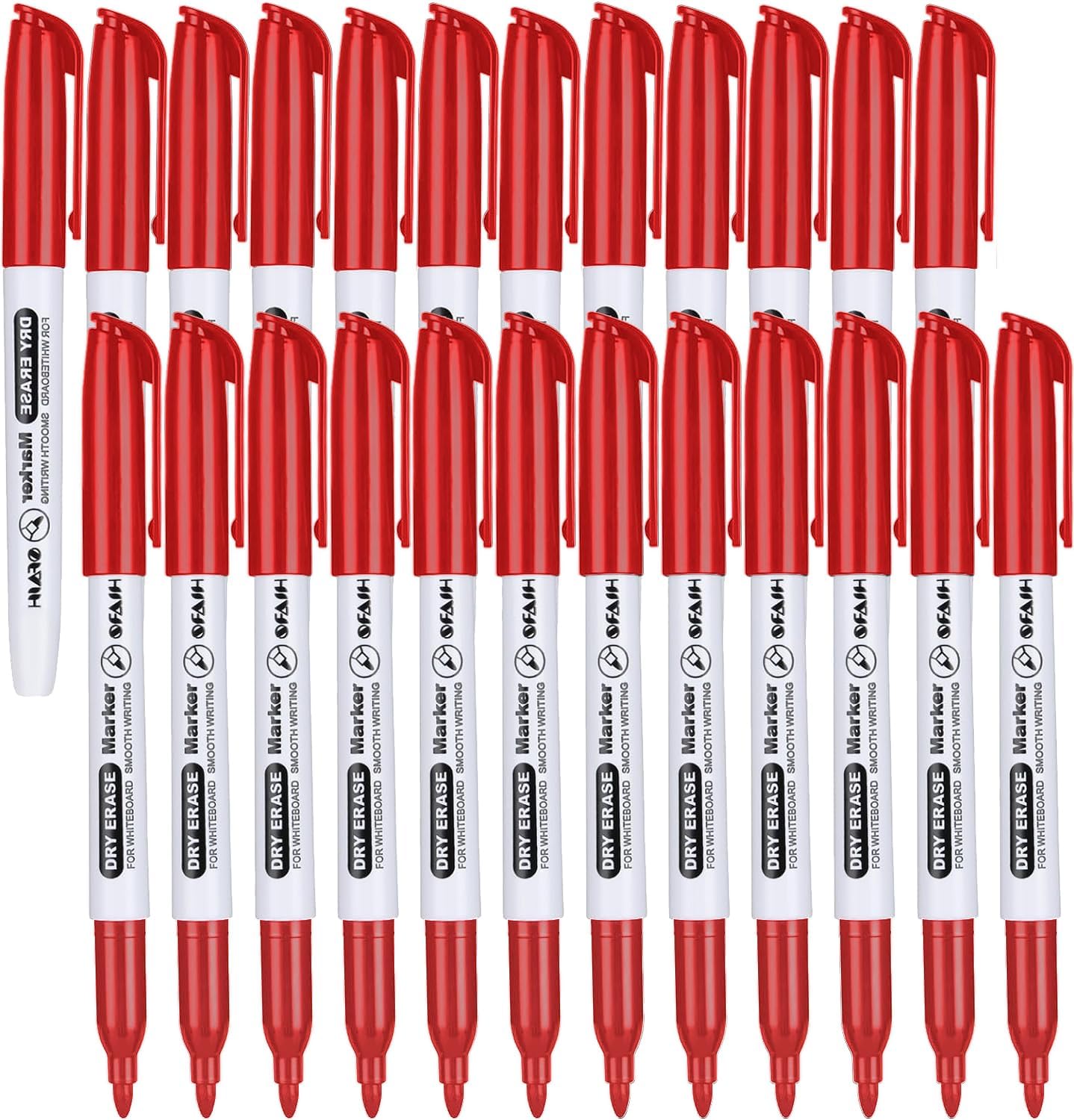 SFAIH Fine Tip Dry Erase Markers - 24 Pack Black Whiteboard Erasable Markers Bulk for Kids Adults, Ideal for Classroom School Office Home Use on White Board, Non-Toxic Easy Clean