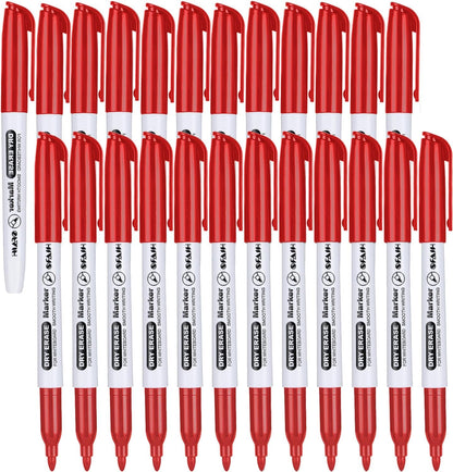 SFAIH Fine Tip Dry Erase Markers - 24 Pack Black Whiteboard Erasable Markers Bulk for Kids Adults, Ideal for Classroom School Office Home Use on White Board, Non-Toxic Easy Clean