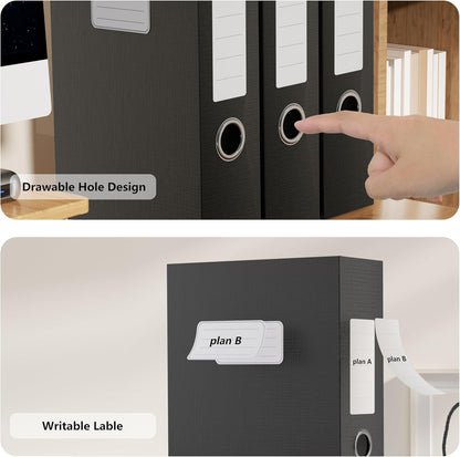 JiaWei Black Storage File Boxes,Document File Folder,A4 Archives Cases with Lid,9.4×3×12.5 Inches Filing Box for Office and School（3 Pack）