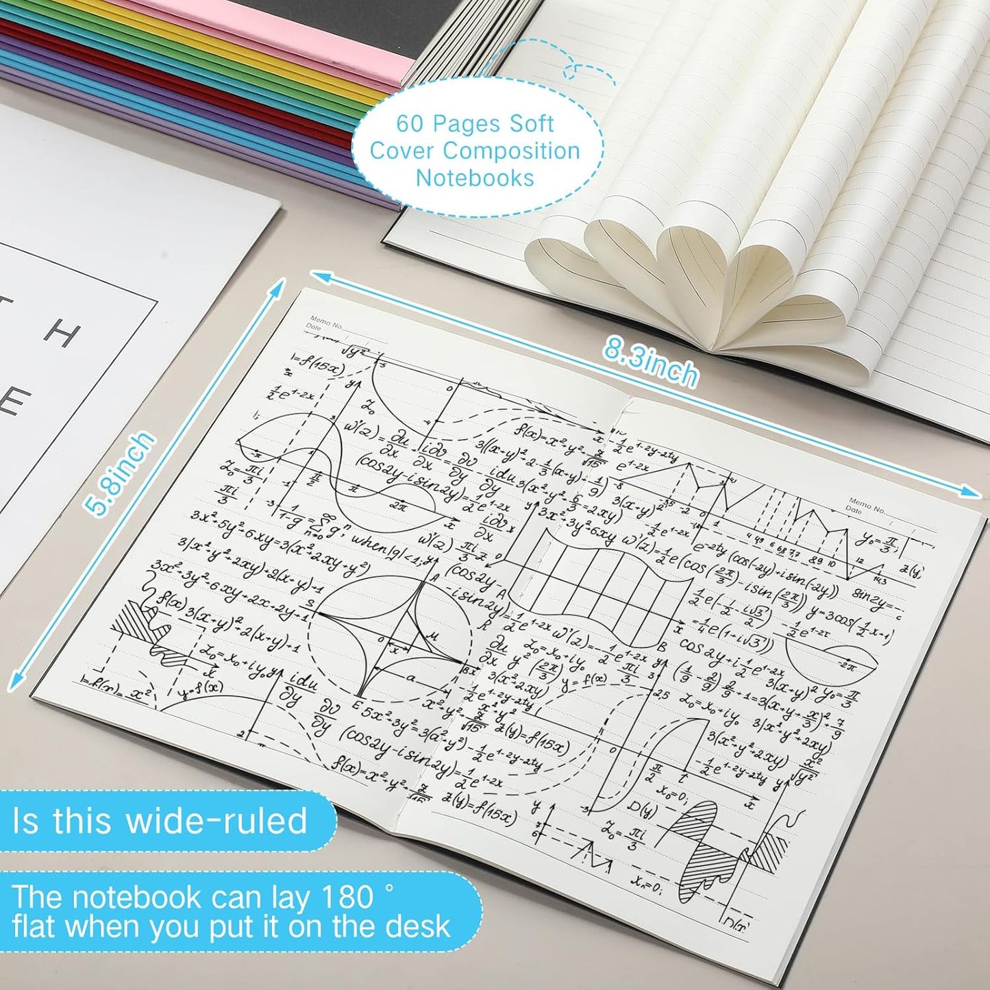 Handepo 100 Pack A5 Composition Notebooks 72 Pages/36 Sheets Ruled Lined Composition Kraft Notebooks Bulk Soft Cover Journals Travel Memo for Students Classroom Office Supplies(a5, Colourful)