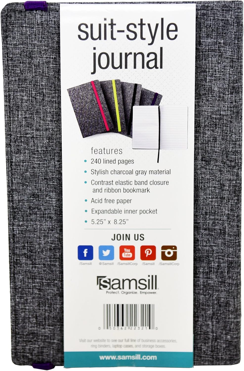 Samsill Large Hardcover Notebook, 240 Lined Notebook Pages, Black, 7.5 x 10 Inch
