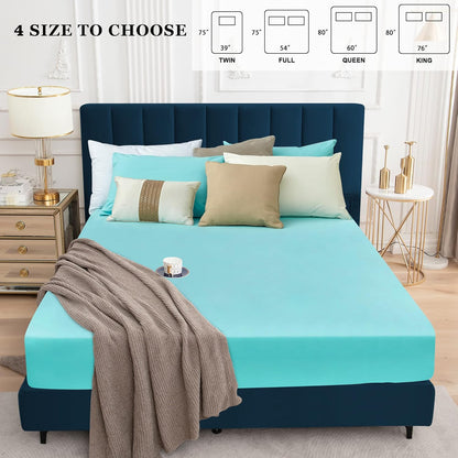 Sufdari Mattress Protector,Waterproof 18" Deep Pocket Mattress Cover Fitted Sheet Style with Elastic Rubber Band,Washable and Easy Care-Black,Queen