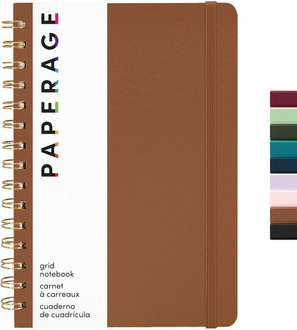 PAPERAGE Lined Spiral Journal Notebook, (Black), 160 Pages, Hardcover Journal for Women & Men, Medium 5.5 in x 8 in - 100 GSM, Thick Paper, Spiral Notebook for Work, School & Journaling